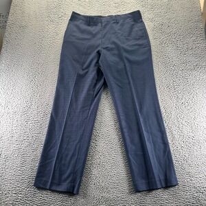 Perry Ellis Folio Flex Pant Mens 34x30 Blue Dress Straight Classic Fit Stretch